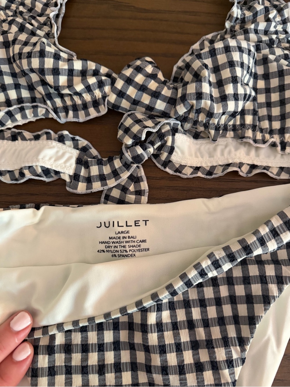 Check Gingham Ruffle Bikini Set - Navy/White - Picture 3 of 3